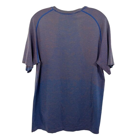 Lululemon Men's Metal Vent Tech Blue & Orange Short Sleeve Shirt - Size Large - Picture 2 of 7